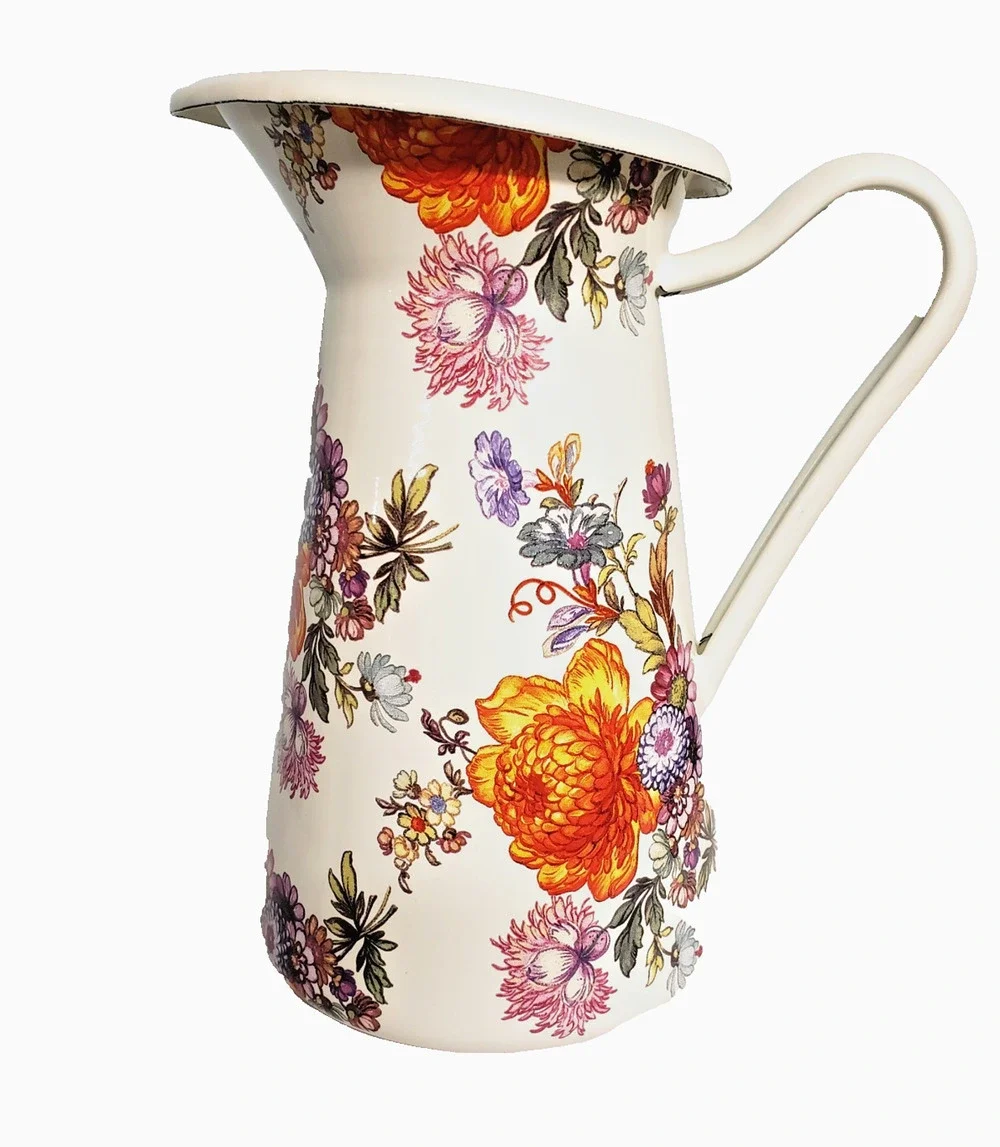 MacKenzie-Childs White Flower Market Medium 7 Cup Practical Pitcher 89396-95